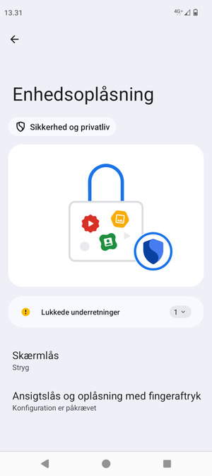 Vælg Skærmlås