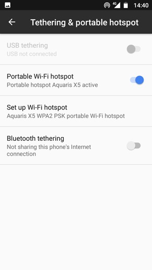 Your phone is now set up for use as a modem