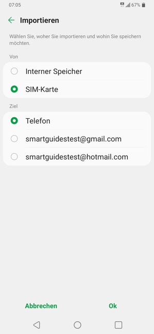 Wählen Sie SIM-Karte