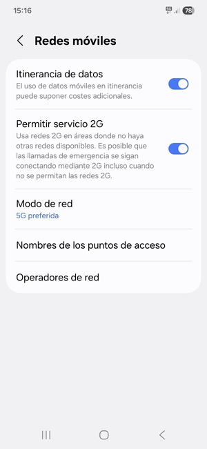 Activar o desactivar Itinerancia de datos