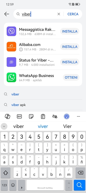 Inserisci il nome dell'app e seleziona CERCA