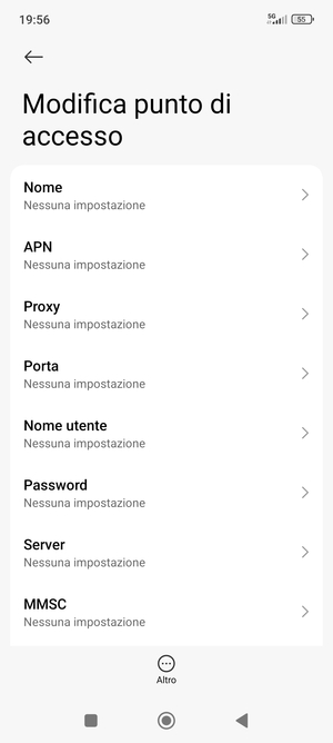 Inserisci informazioni MMS
