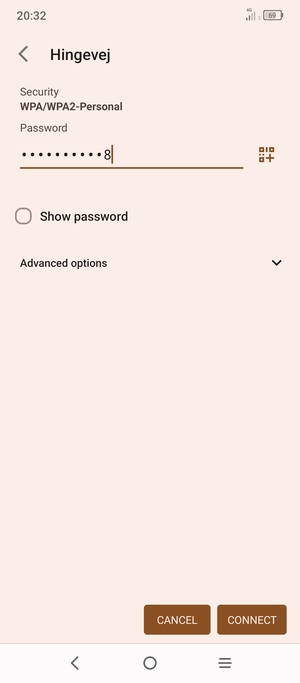 Enter the Wi-Fi password and select CONNECT