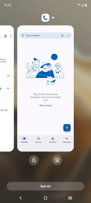 Vælg Ryd alt for at lukke alle åbne apps