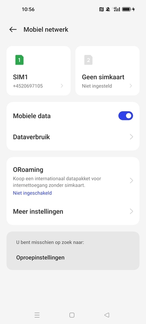 Selecteer SIM1 of SIM2