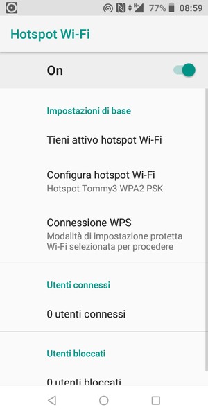 Il telefono è ora pronto per essere usato come modem