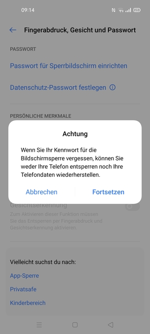 Wählen Sie Fortsetzen