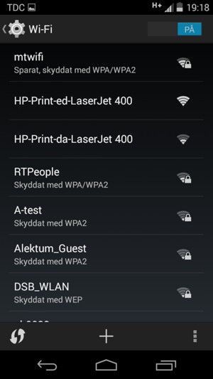 Du är nu ansluten till Wi-Fi nätverket