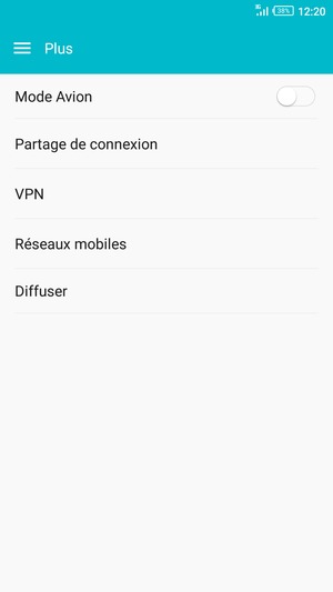 Sélectionnez Partage de connexion