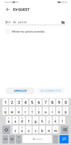 Saisissez le mot de passe du Wi-Fi et sélectionnez SE CONNECTER