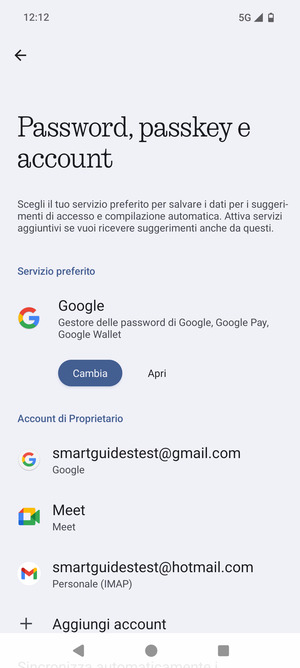 Seleziona il tuo account Google