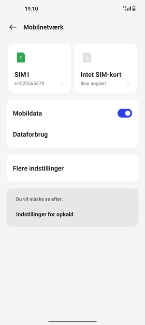 Vælg SIM1 eller SIM2