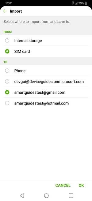 Select your Google account and select OK