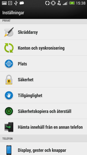Välj Säkerhetskopiera och återställ