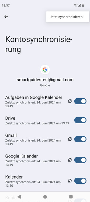 Wählen Sie Jetzt synchonisieren