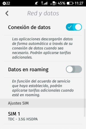 Para cambiar la red en caso de problemas de conectividad, seleccione SIM 1 o SIM 2