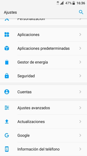 Desplácese y seleccione Actualizaciones