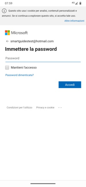 Inserisci la tua password e seleziona Accedi
