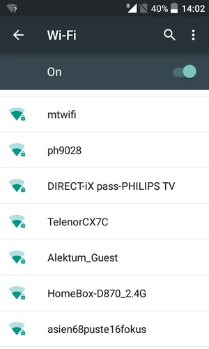 Select the wireless network you want to connect to
