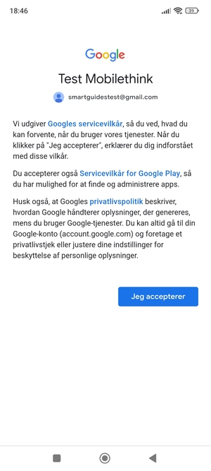 Vælg Jeg accepterer