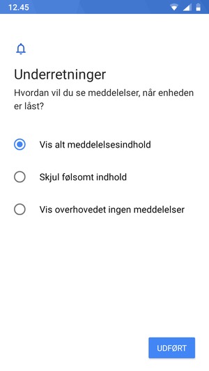Vælg din foretrukne mulighed og vælg UDFØRT