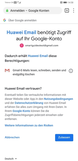 Wählen Sie Zulassen
