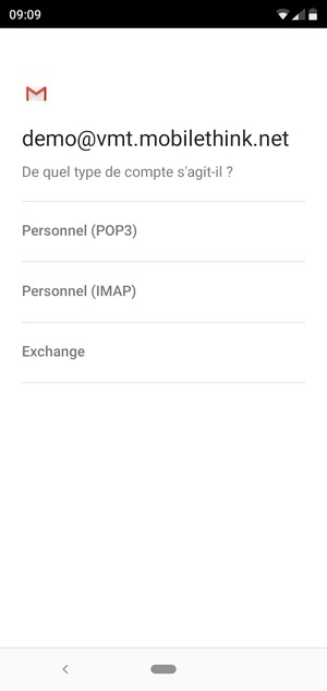 Sélectionnez Personnel (POP3) ou Personnel (IMAP)
