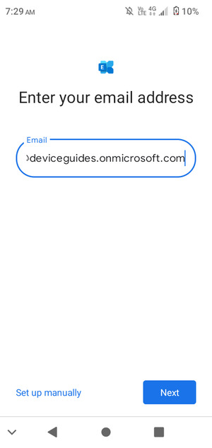 Enter your Email address and select Set up manually