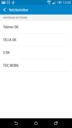 Wählen Sie einen Netzbetreiber von der Liste