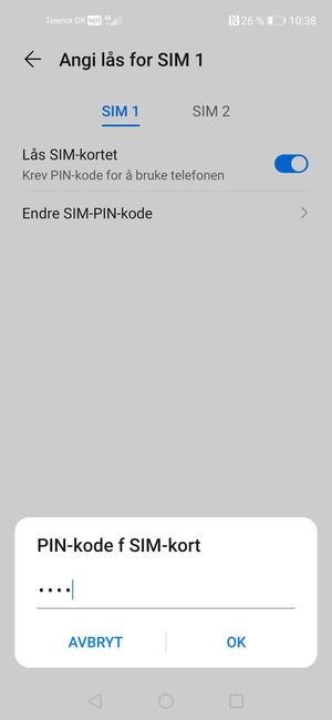 Skriv inn Ny PIN-kode for SIM-kort og velg OK