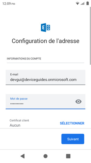 Saisissez votre mot de passe et sélectionnez Suivant
