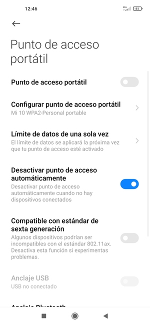 Seleccione Configurar punto de acceso portátil