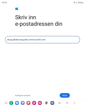 Skriv inn e-postadresse og velg Konfigurer manuelt