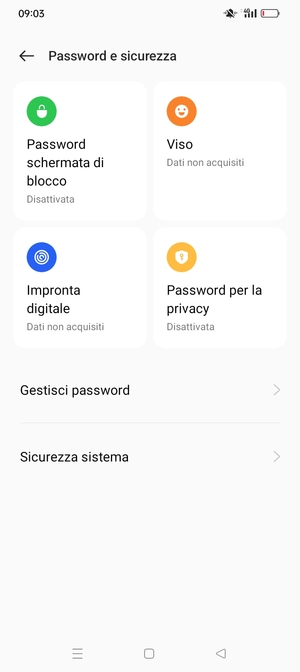 Seleziona Sicurezza sistema