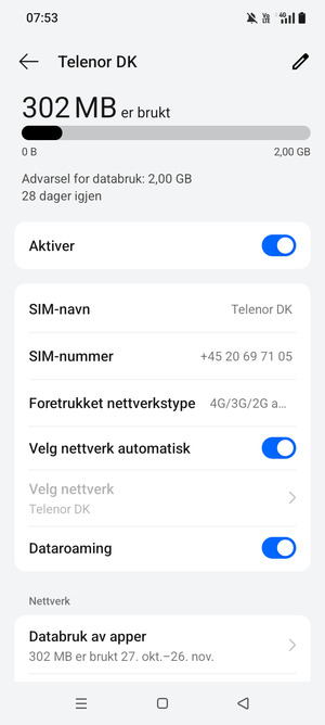 Slå Dataroaming på eller av