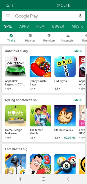 Vælg søgefeltet