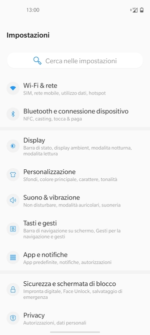 Seleziona Wi-Fi & rete