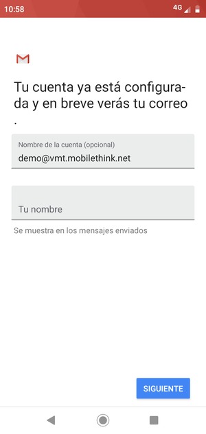 Déle a su cuenta un nombre y escriba su nombre. Seleccione SIGUIENTE