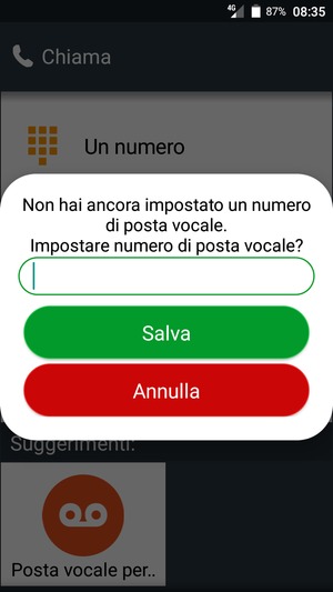 Inserisci Numero di posta vocale e seleziona Salva