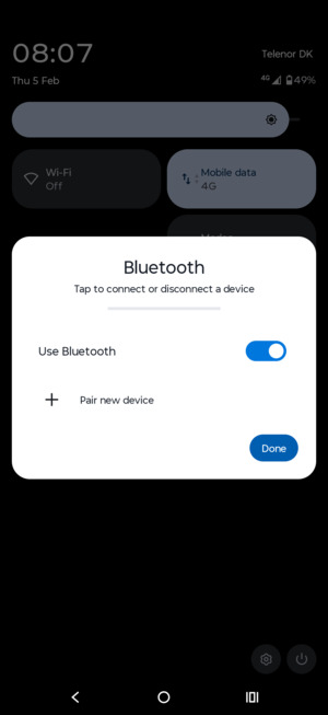 Turn off Use Bluetooth