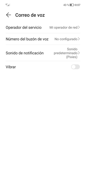 Seleccione Número del buzón de voz