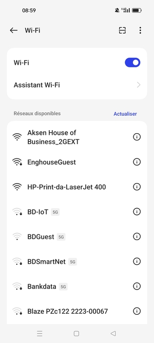 Sélectionnez le réseau sans fil auquel vous souhaitez vous connecter