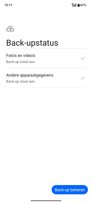 Selecteer Back-up beheren