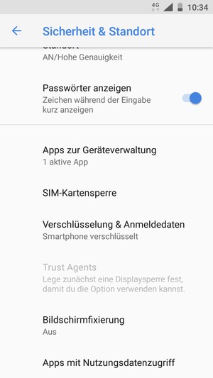 Scrollen Sie und wählen Sie SIM-Kartensperre