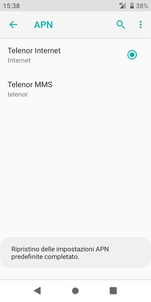 Le impostazioni del tuo telefono saranno ripristinate secondo le impostazioni internet e MMS predefinite