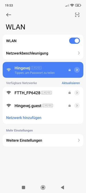 Sie sind nun mit dem WLAN-Netzwerk verbunden