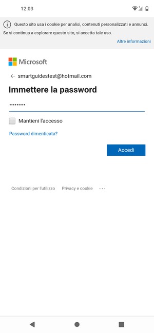 Inserisci la tua password e seleziona Accedi