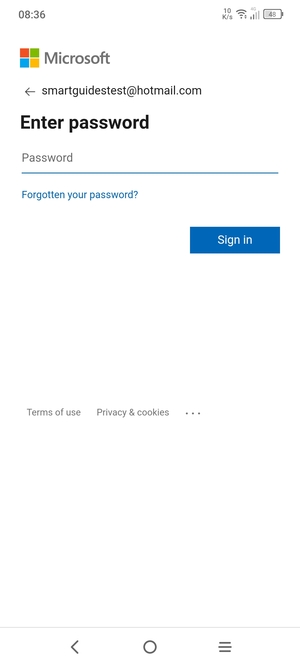 Enter your password and select Sign in