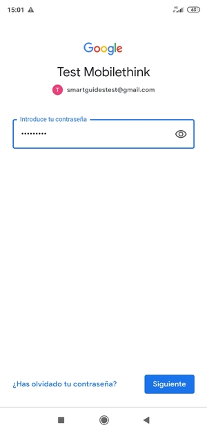 Introduzca su contraseña de Gmail y seleccione Siguiente