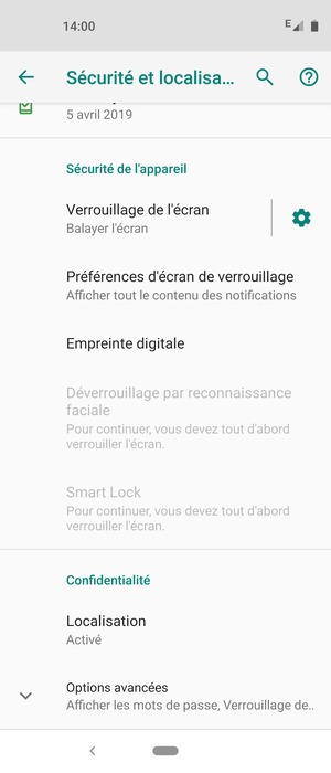 Faites défiler et sélectionnez Localisation